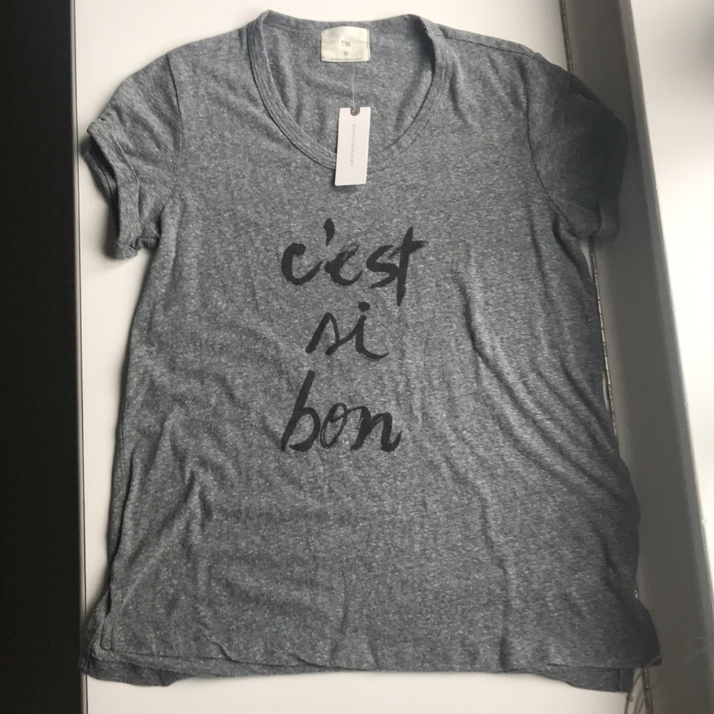 Gray French Anthropologie T-shirt